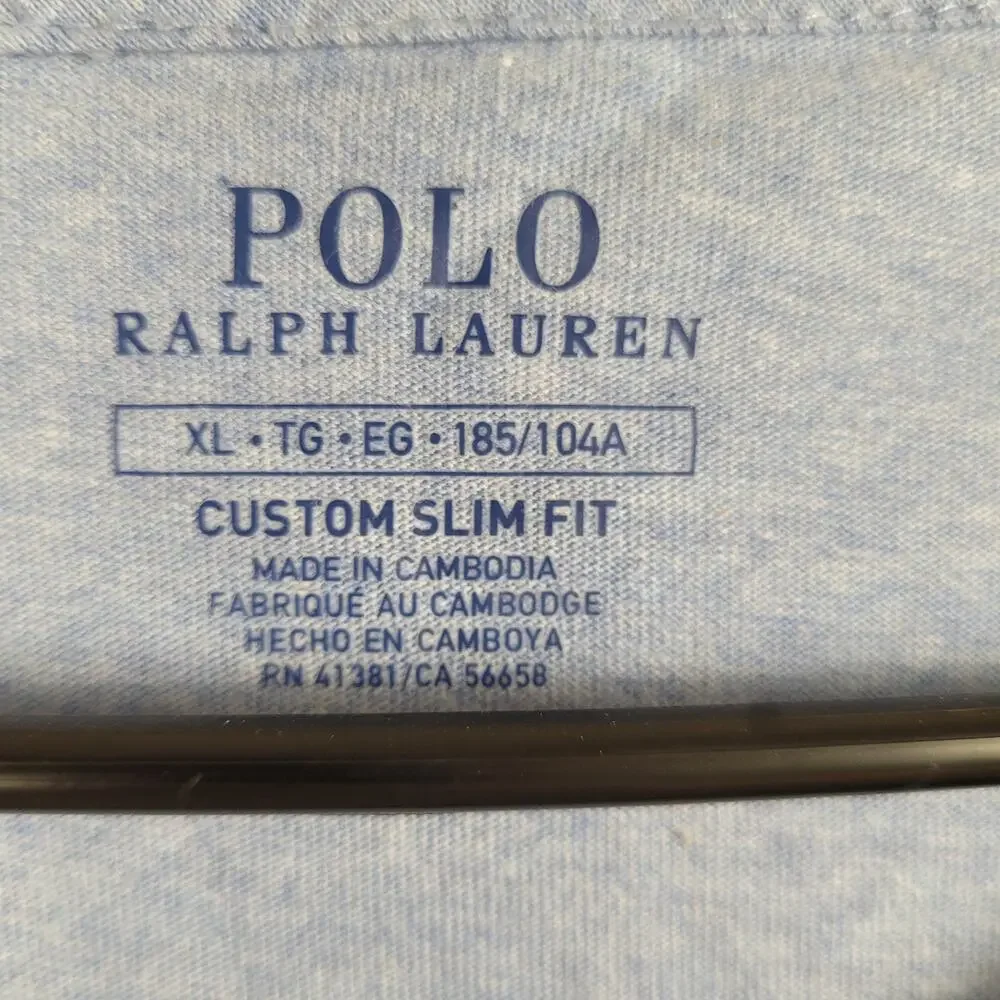 New Polo Ralph Lauren heathered blue tshirt Size XL short sleeved Preppy Casual